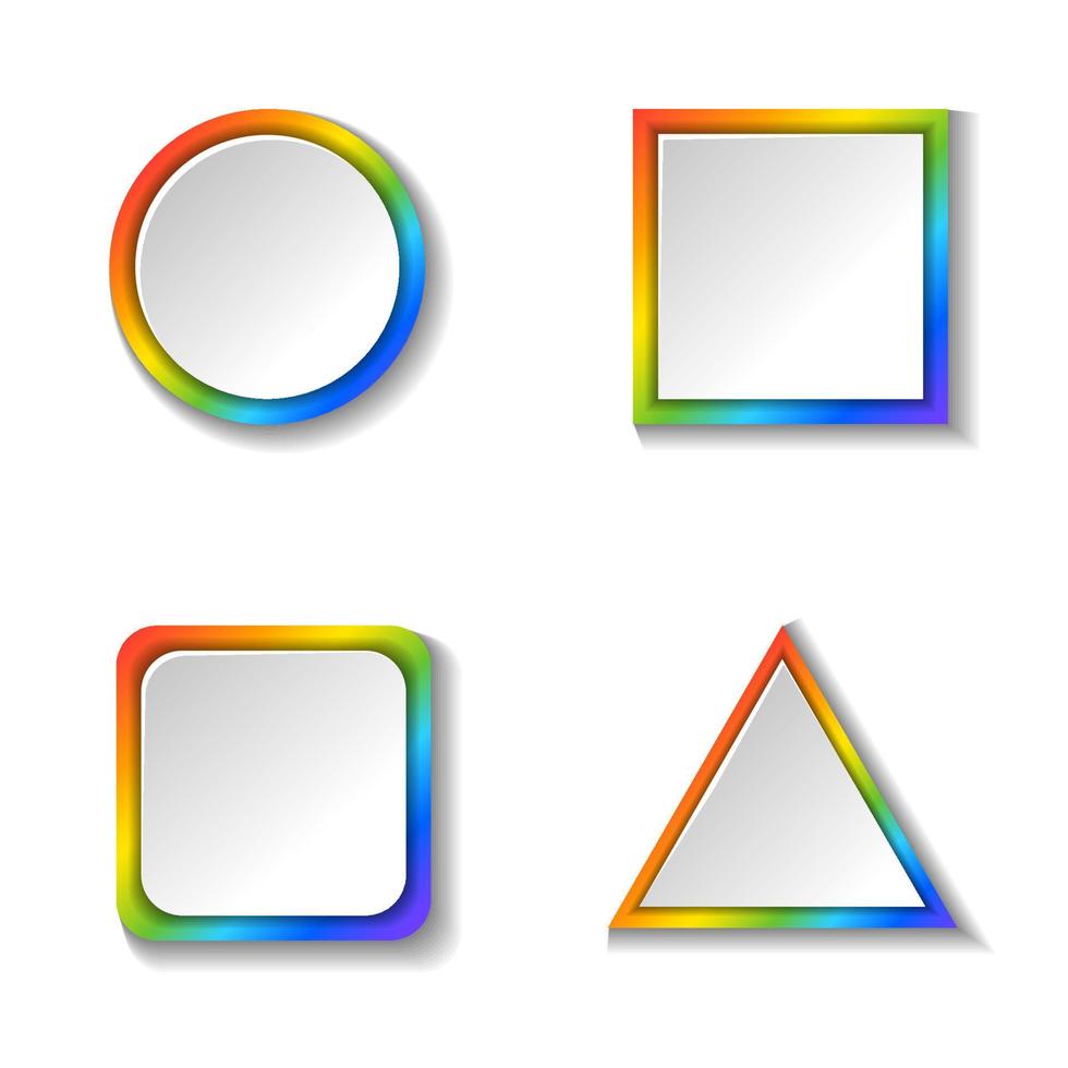 circle frame set colorful with shadow vector