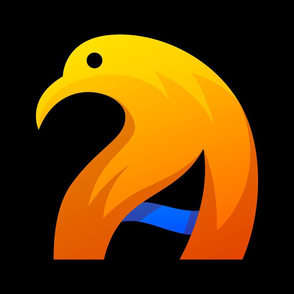 colorful letter a eagle  gradient logo design vector