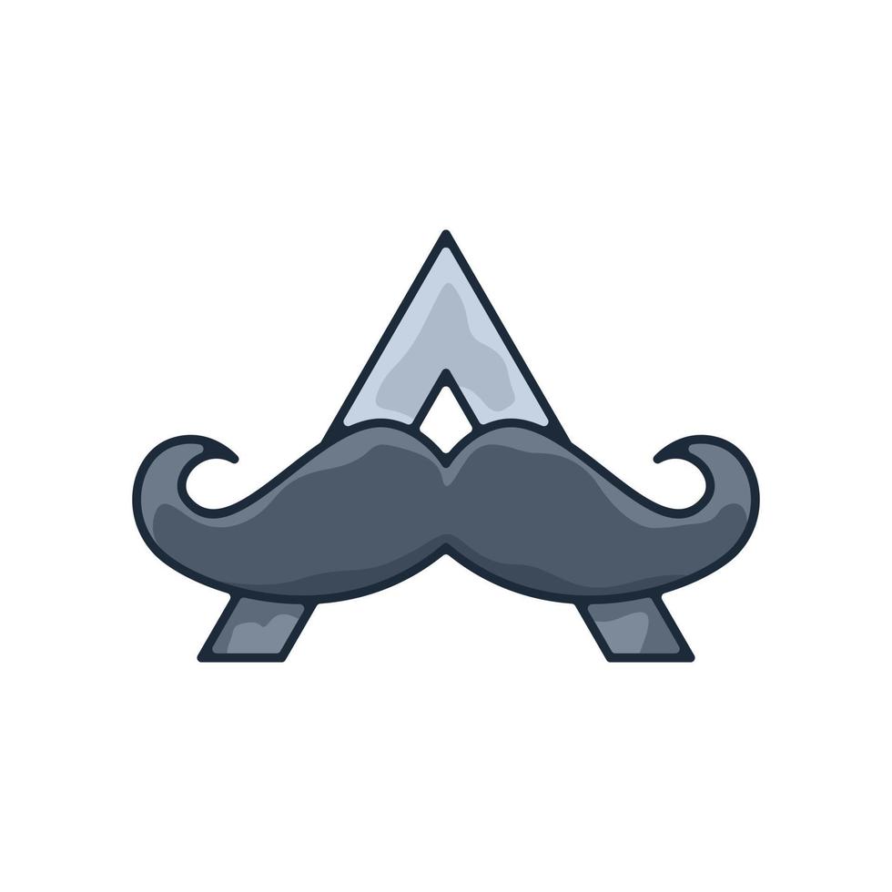 diseño de logotipo de letra a y bigote vector