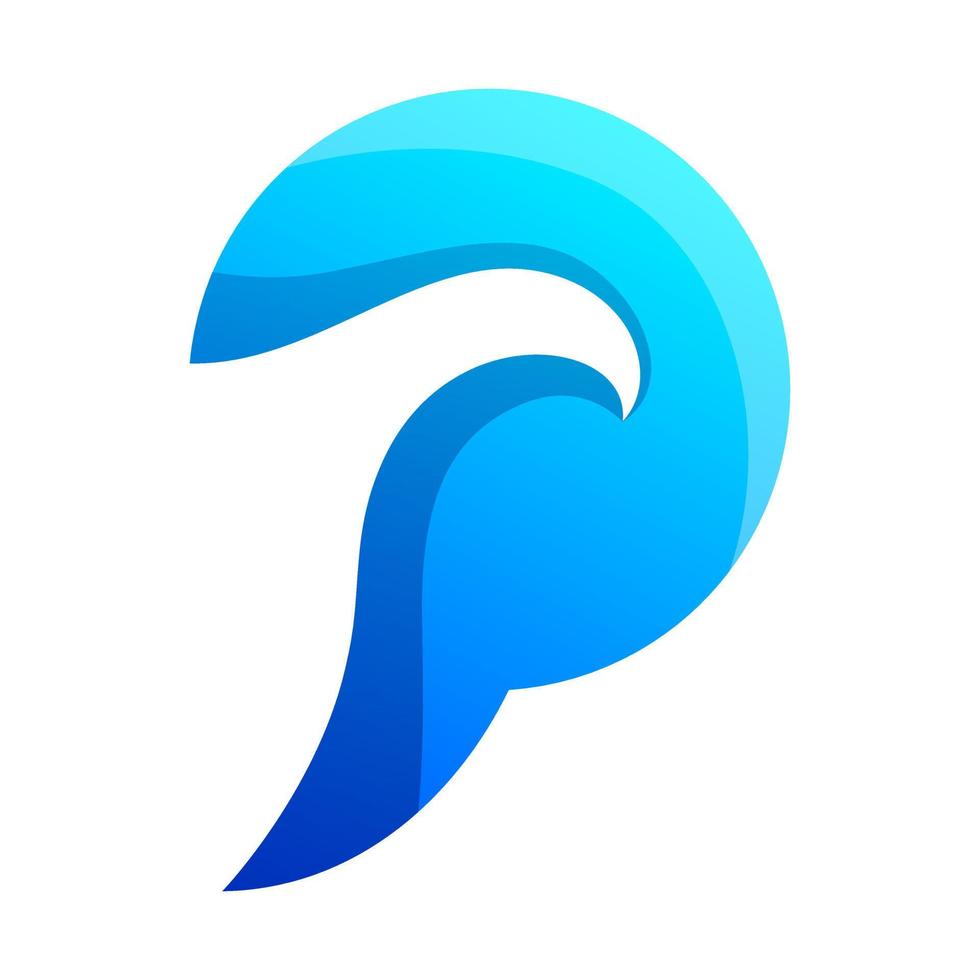 colorful letter p wave logo design vector