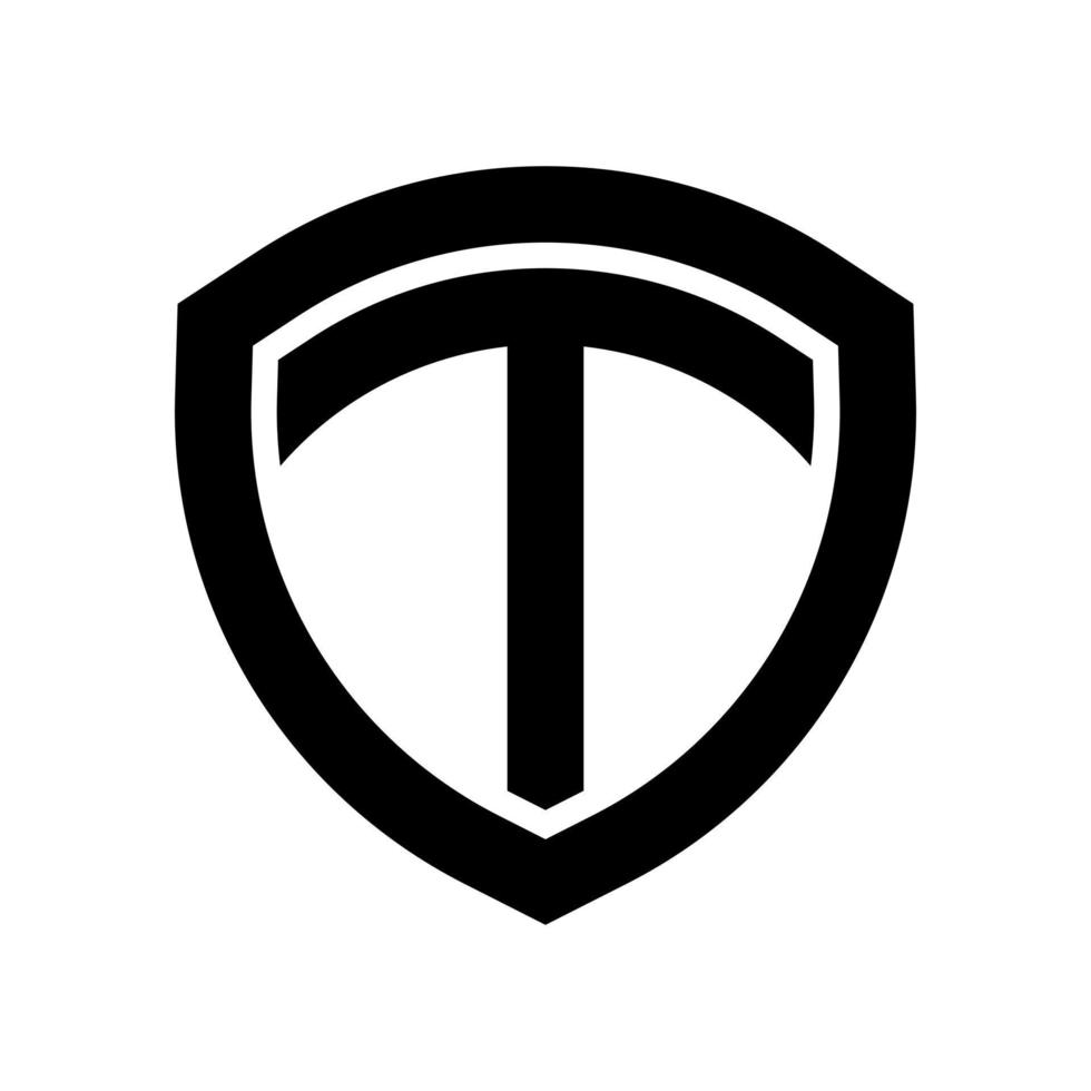 letter t and shield logo design vector