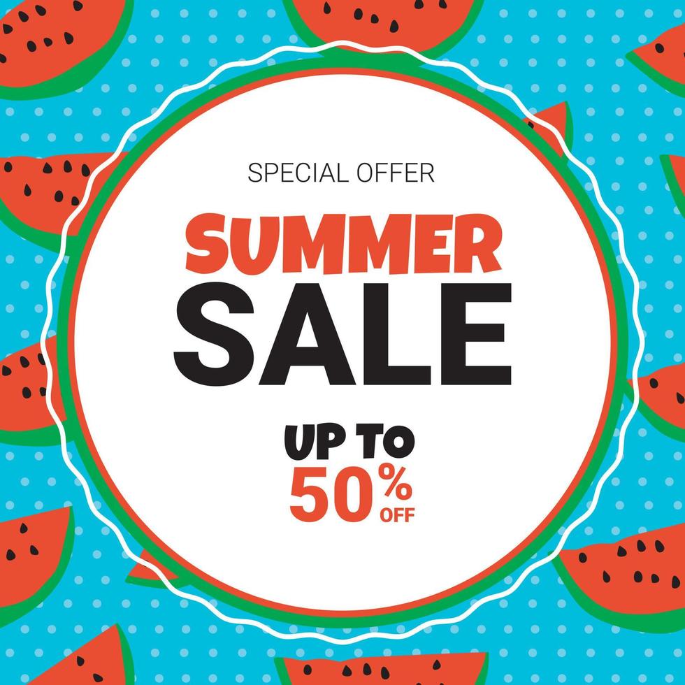 Summer sale banner with watermelon slice vector