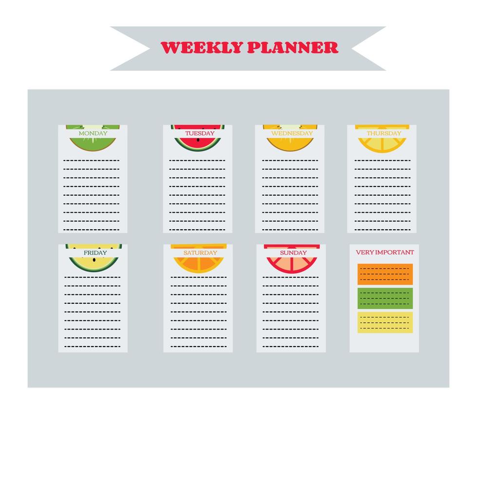 planificador semanal con flores rosas y amarillas, organizador de papelería para planes diarios, plantilla de planificador semanal vectorial floral, horarios vector