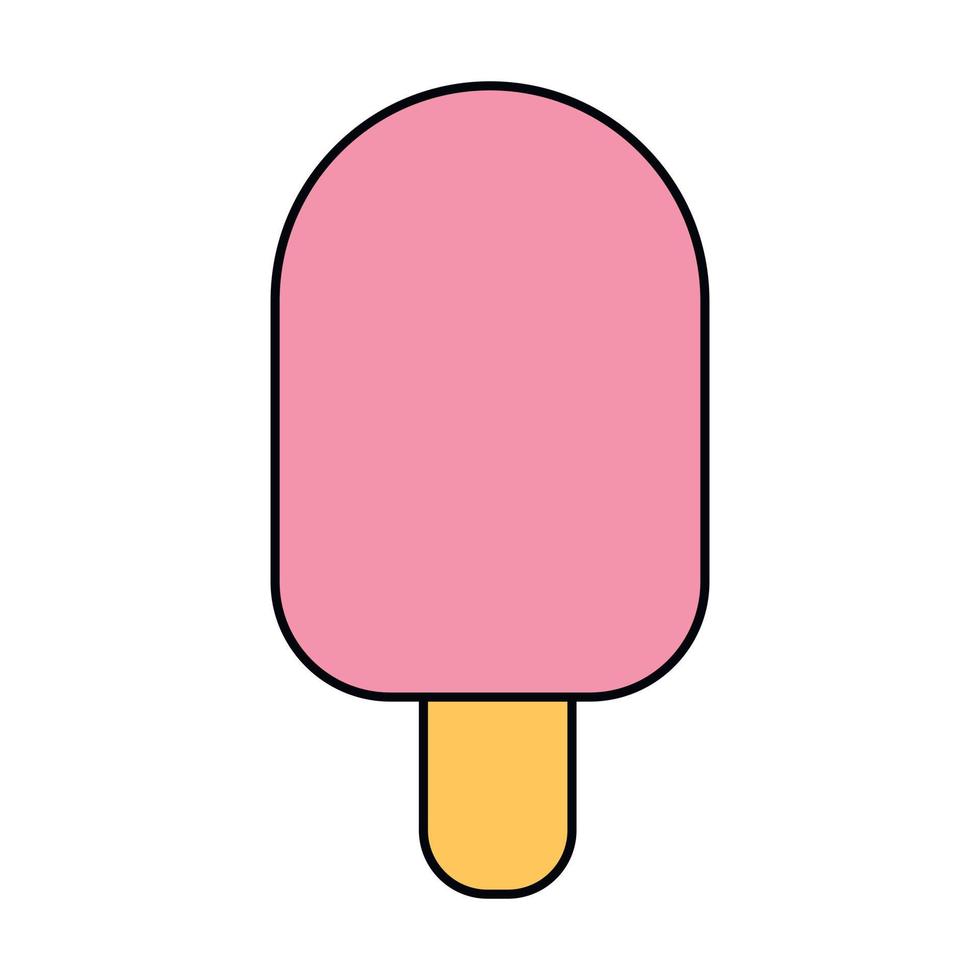 ice cream balls in the waffle cone isolated on white background. Vector flat outline icon. Comic character in cartoon style illustration for t shirt design
