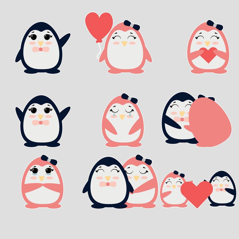 vector illustration character design funny penguins Cartoon style