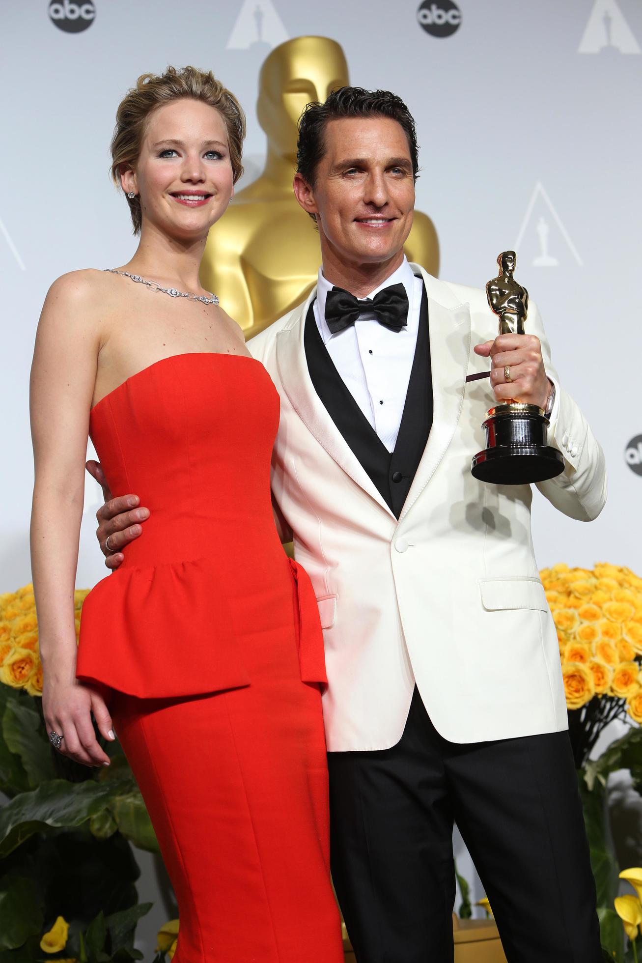 LOS ANGELES, MAR 2 - Jennifer Lawrence, Matthew McConaughey at the 86th