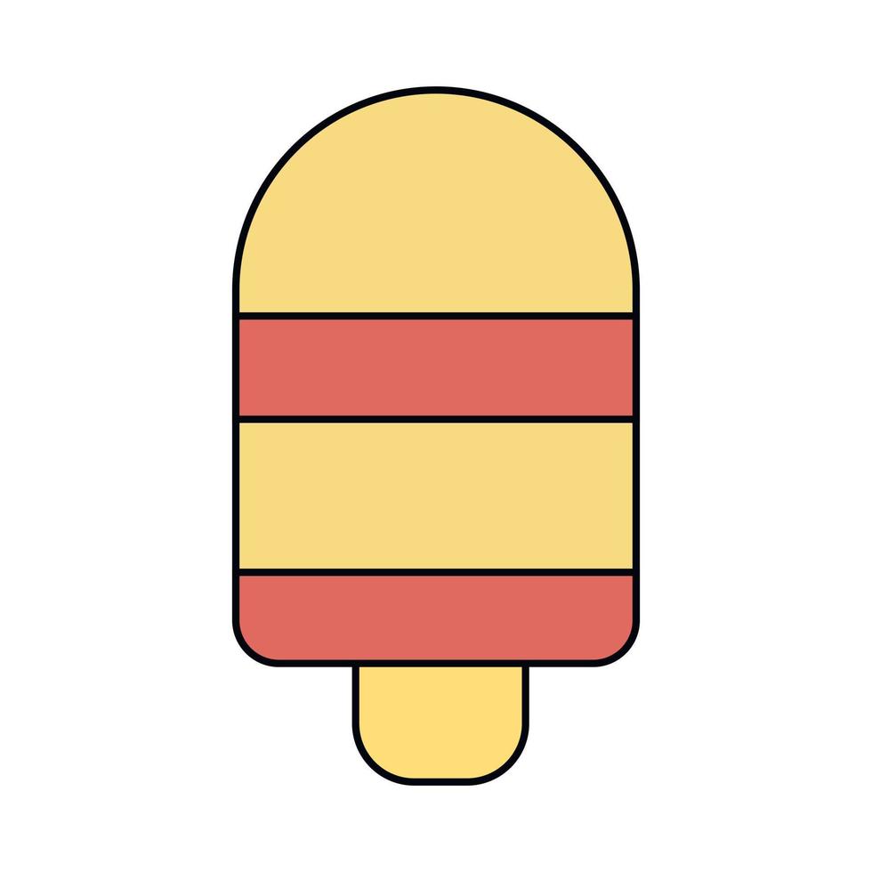 ice cream balls in the waffle cone isolated on white background. Vector flat outline icon. Comic character in cartoon style illustration for t shirt design