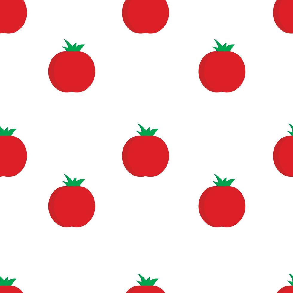 Ilustración de fondo de vector de patrones sin fisuras de tomates lindos. diseño plano de dibujos animados simple. salsa agridulce. pizza, hamburguesa, sándwich, ingredientes de comida de pasta. baya solanum lycopersicum.
