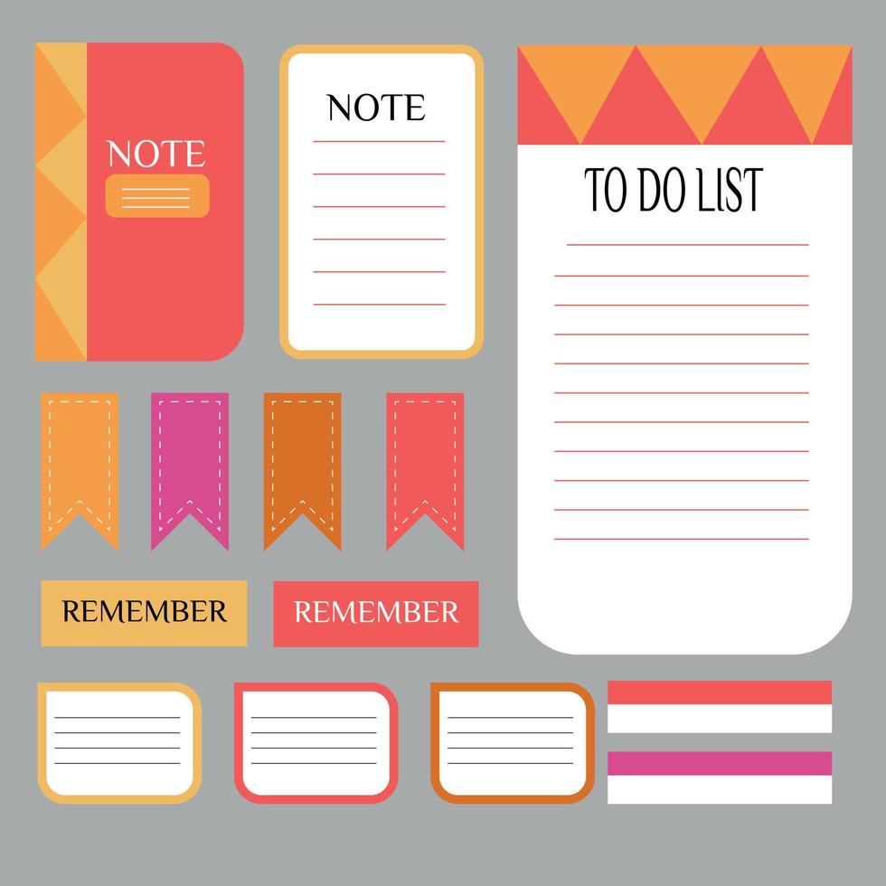 Collection of weekly or daily planner, note paper, to do list, stickers templates decorated by cute beauty cosmetic illustrations and trendy lettering. Trendy scheduler or organizer. Flat vector