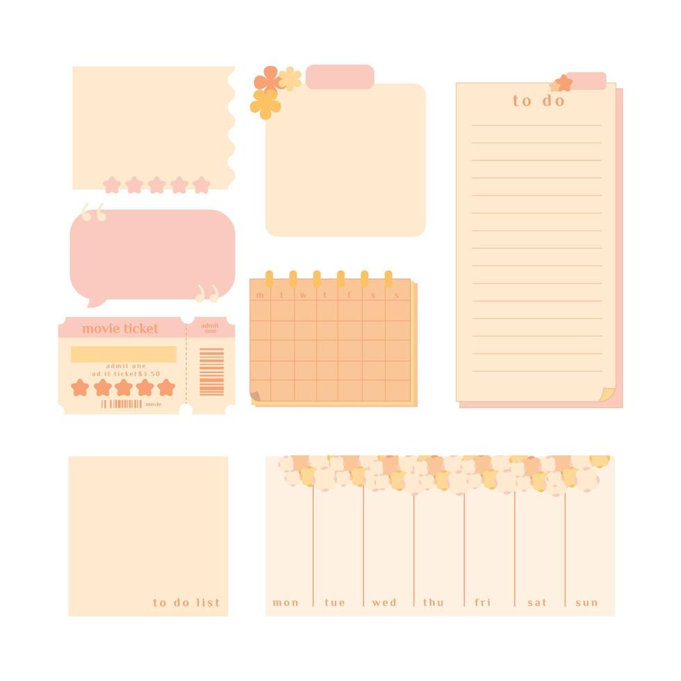 Paper sticky notes, memo messages, notepads and torn paper sheets. Blank notepaper of meeting reminder, to do list and office notice or information board with appointment notes. Vector eps 10