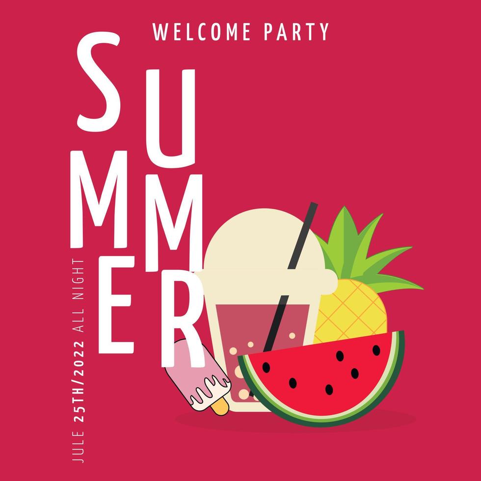 Summer Party Invitation Vector illustration