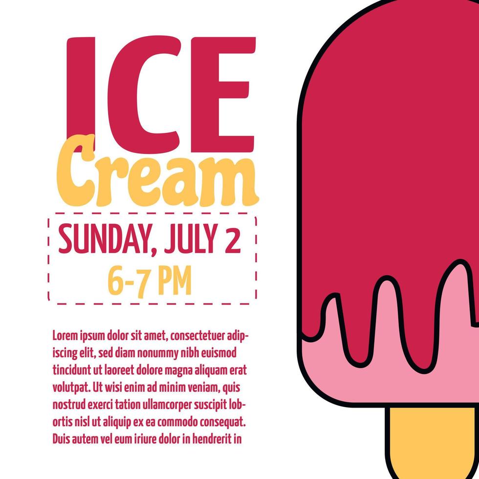 Tasty Ice cream social media post. Ice-cream vector template