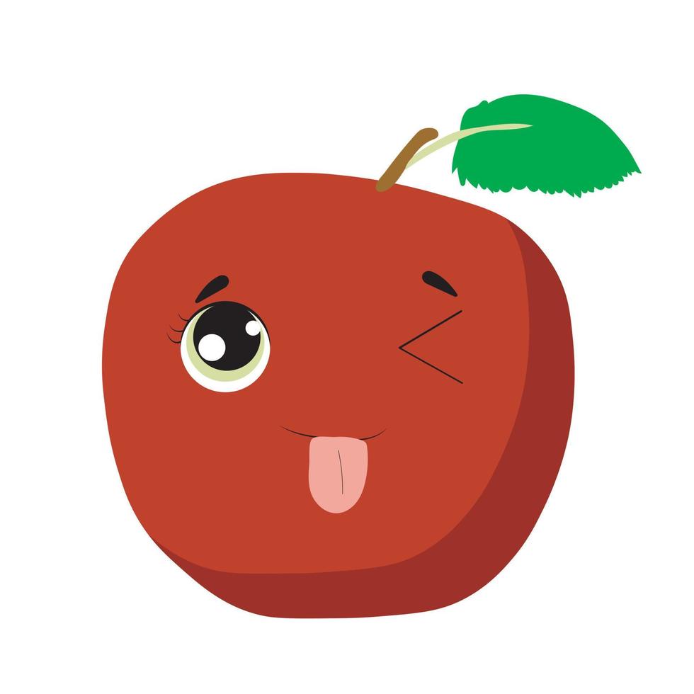 Ilustración de vector de diseño plano de manzana roja sobre fondo blanco