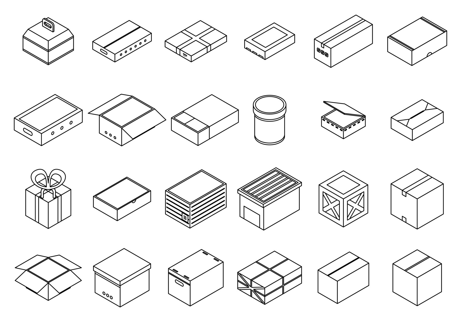 Box icons set vector outline 8784125 Vector Art at Vecteezy