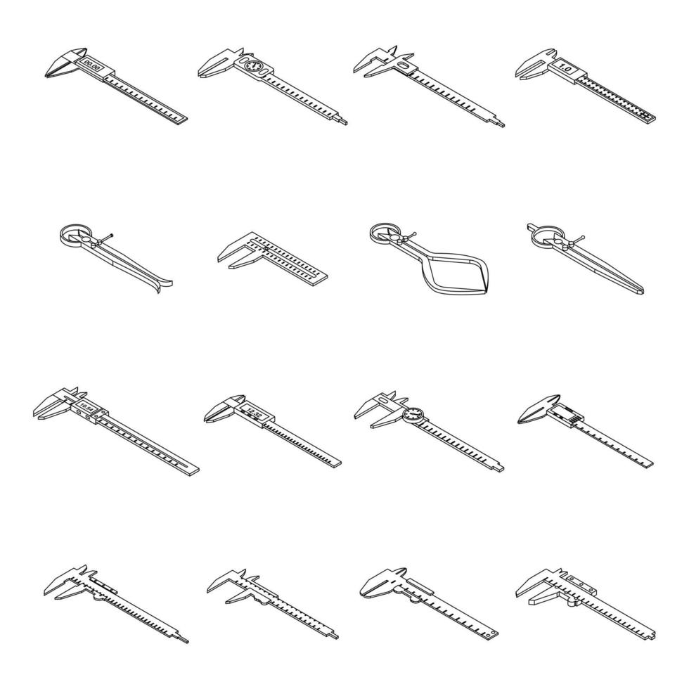 Calipers icons set vector outline