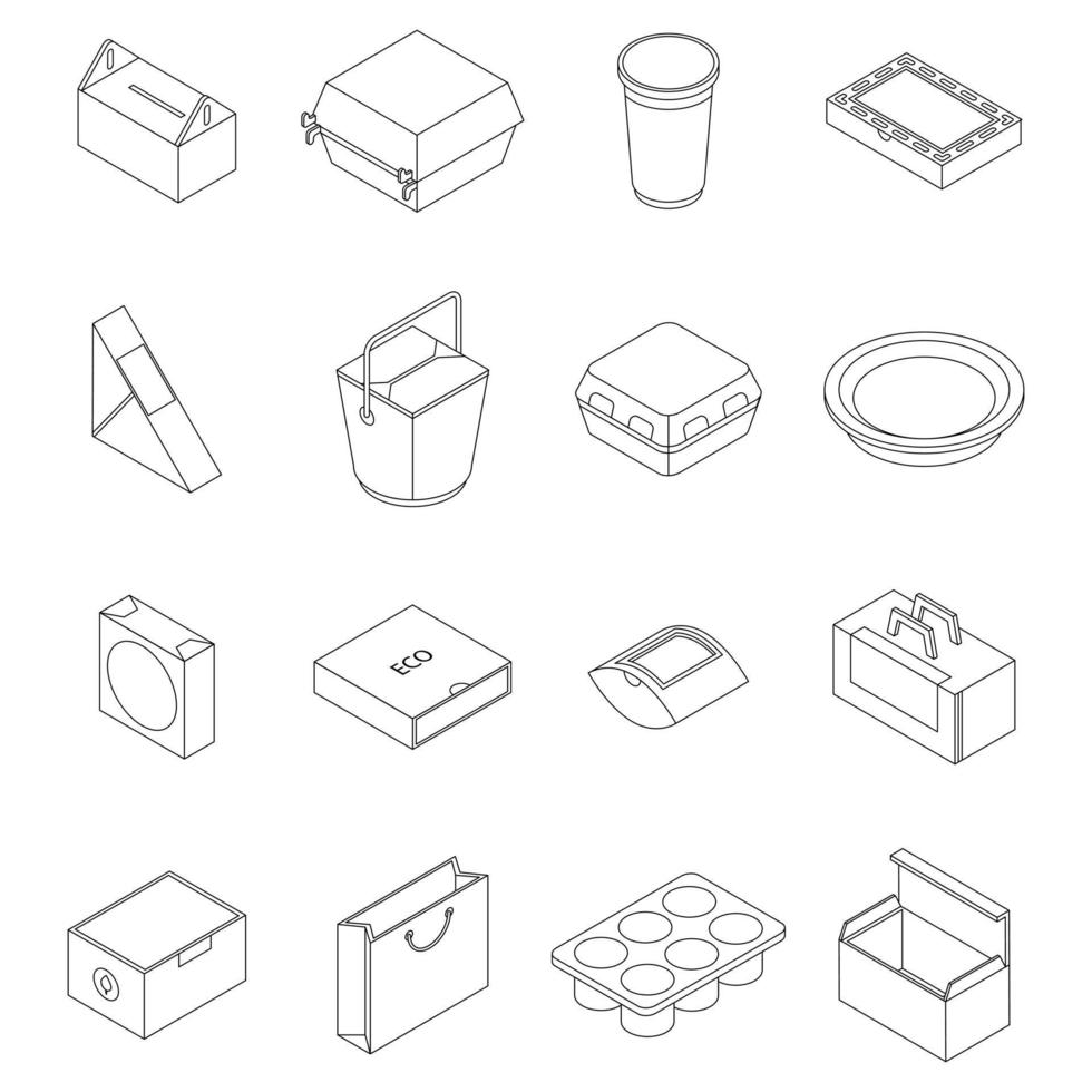 Eco packaging icons set vector outline