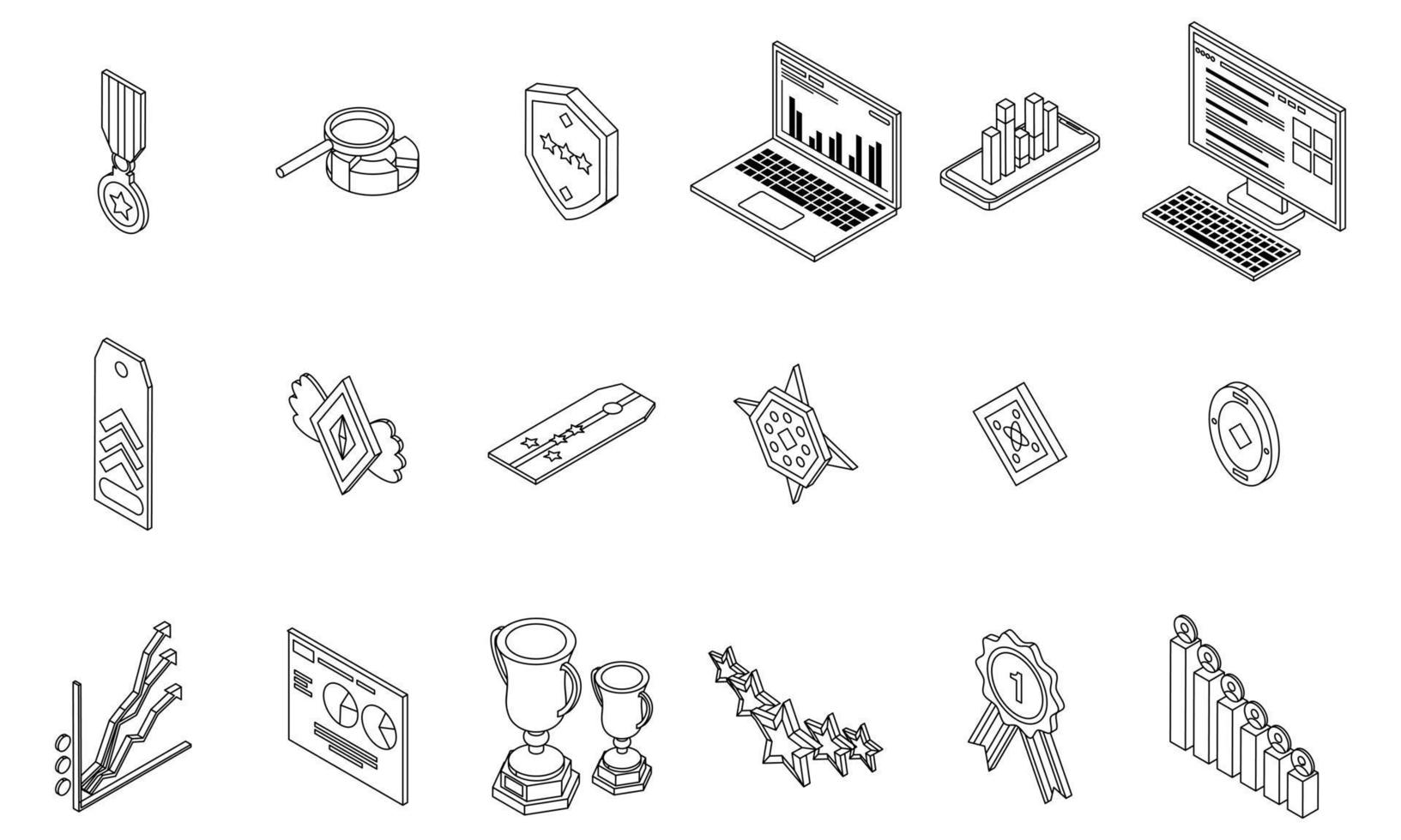 Ranking icons set vector outline