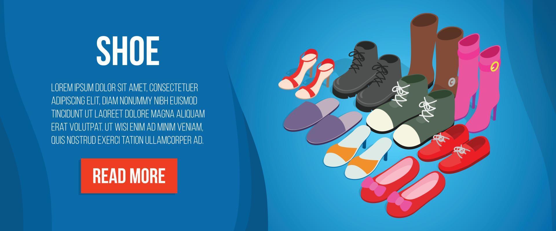 Shoe concept banner, isometric style vector