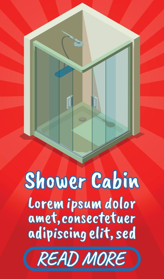 Shower cabin concept banner, comics isometric style vector