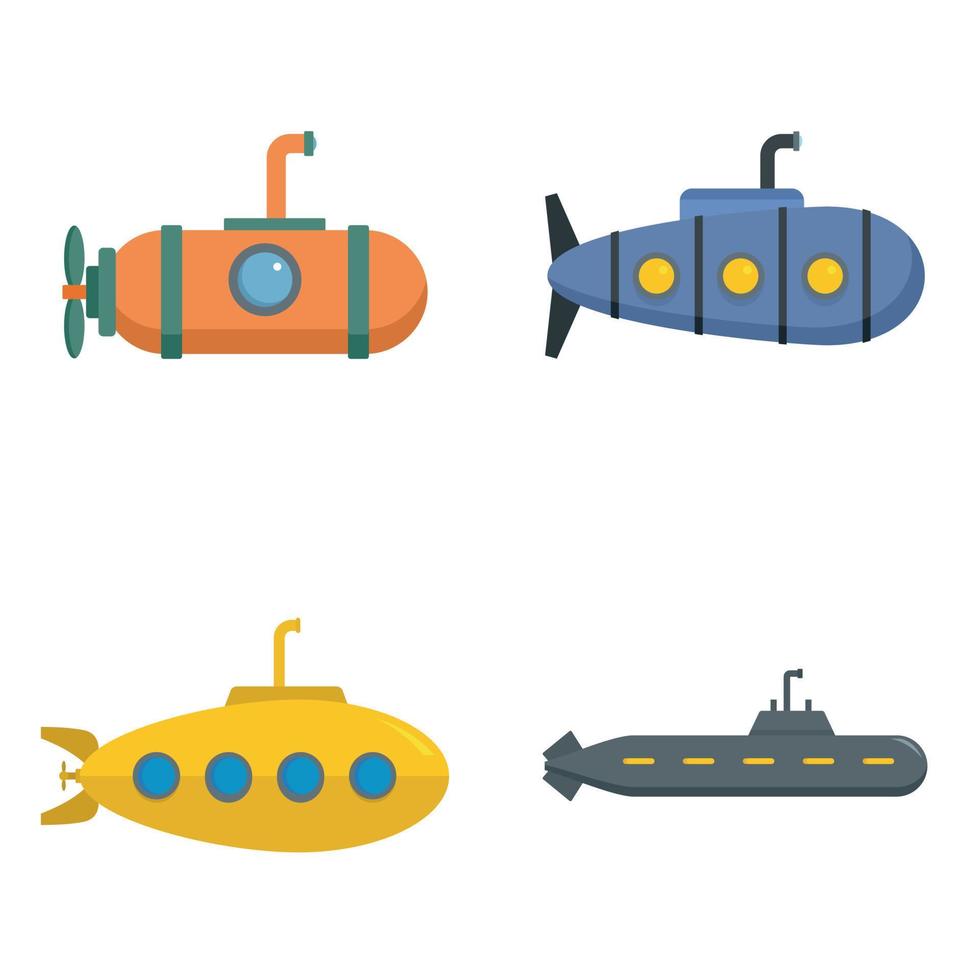 Periscope submarine telescope icons set vector isolated