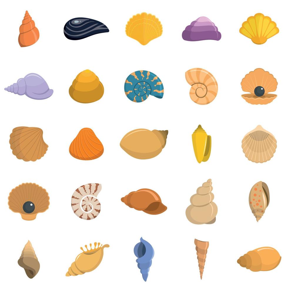 Sea shell icons set vector isolated