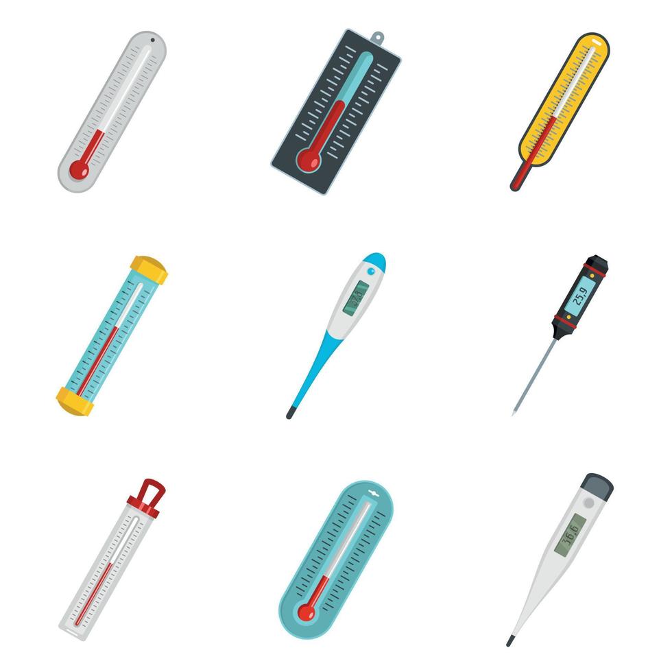 Thermometer temperature icons set vector isolated