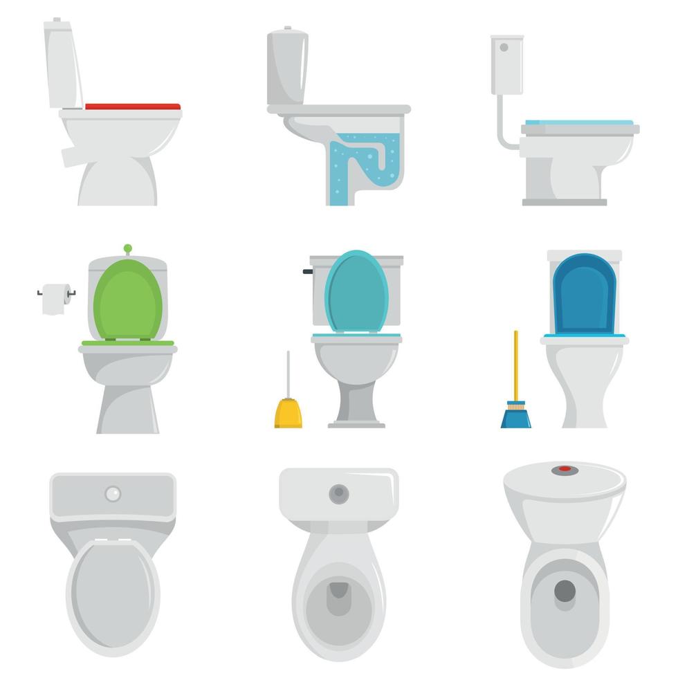 Toilet bowl icons set vector isolated