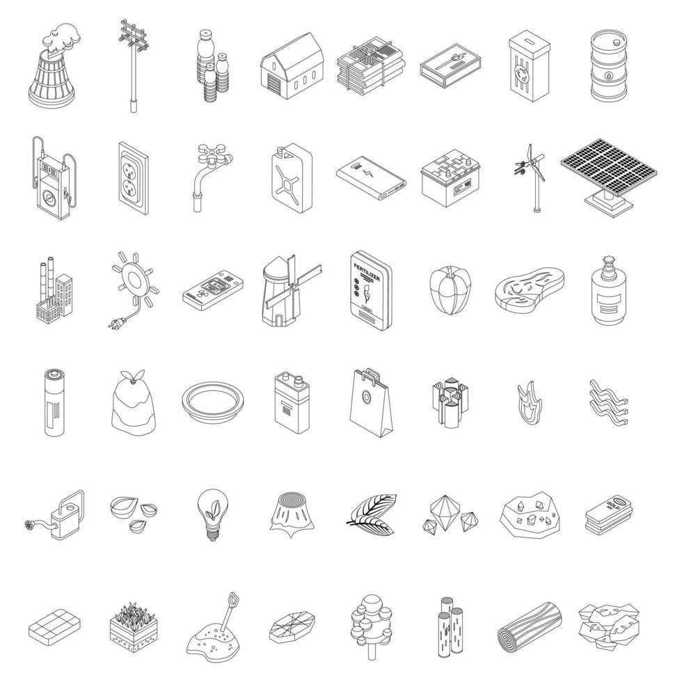 Natural resources icons set vector outline