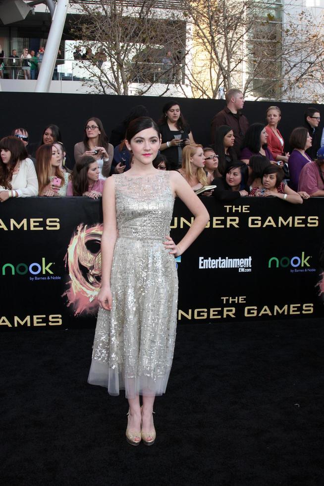LOS ANGELES, MAR 12 -  Isabelle Fuhrman arrives at the Hunger Games Premiere at the Nokia Theater at LA Live on March 12, 2012 in Los Angeles, CA photo