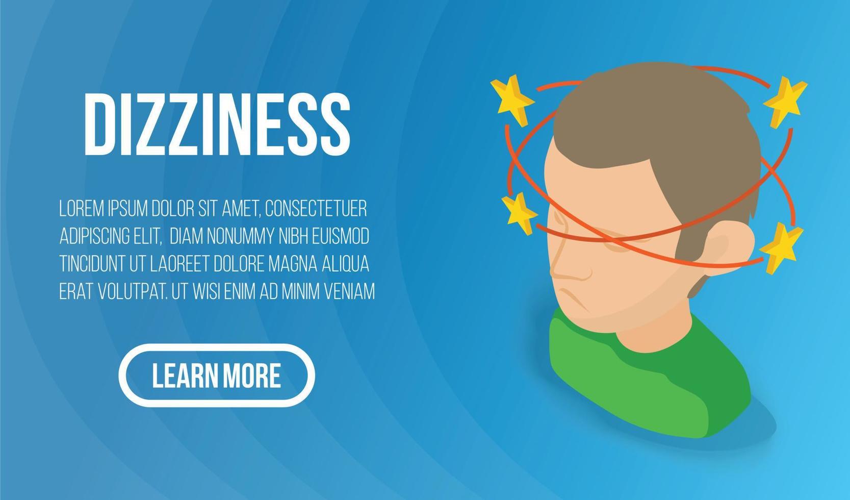 Dizziness concept banner, isometric style vector