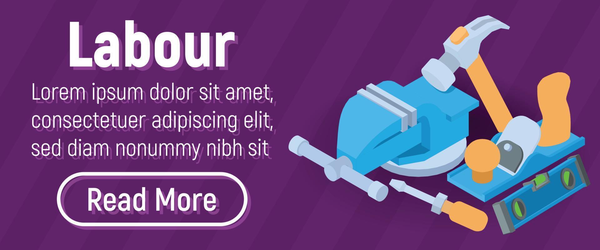 Labour concept banner, isometric style vector
