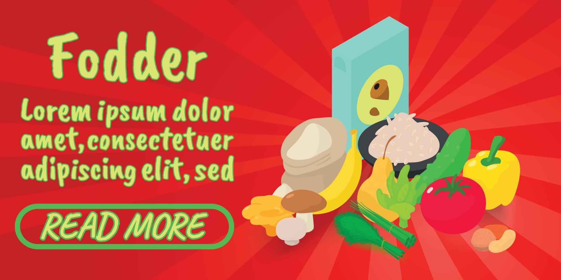 Fodder concept banner, comics isometric style vector