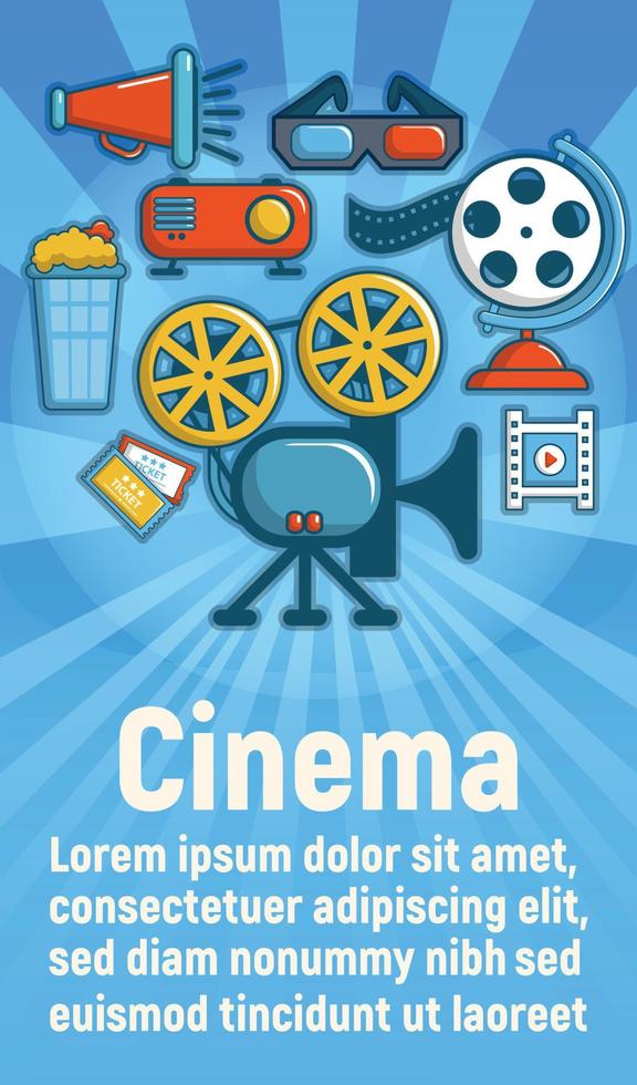 Cinema concept banner, cartoon style vector