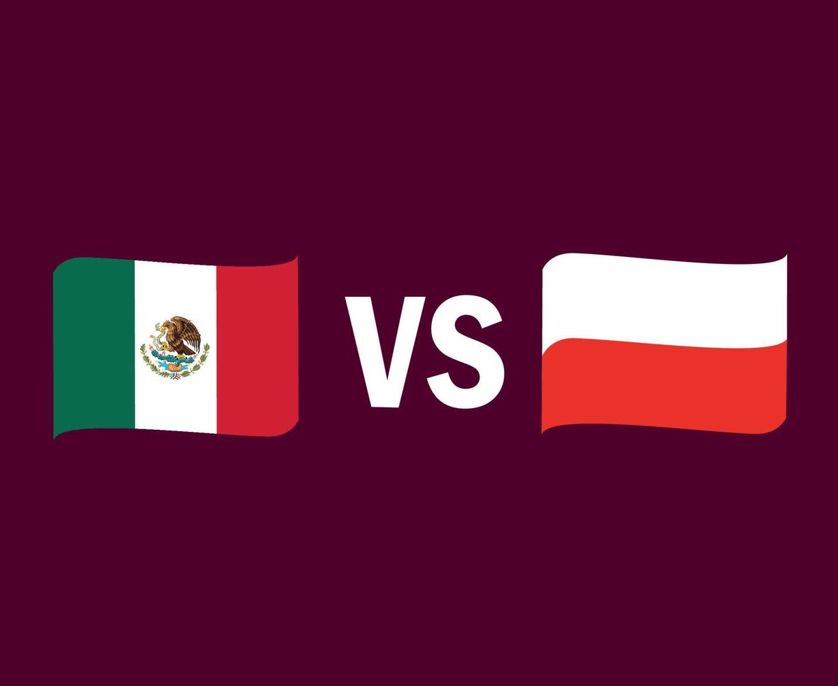 Mexico And Poland Flag Ribbon Symbol Design Europe And North America football Final Vector European And North American Countries Football Teams Illustration