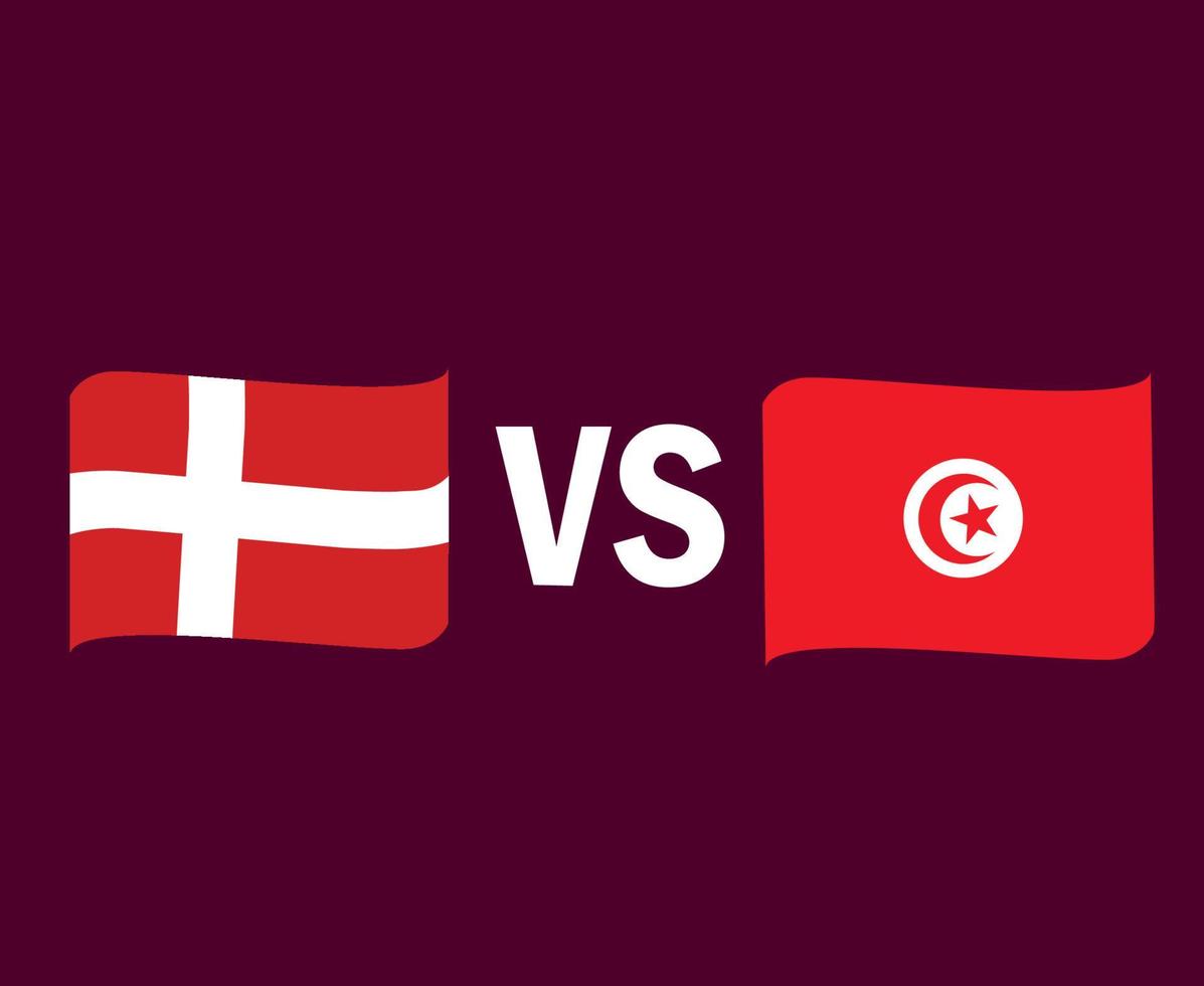 Danemark And Tunisia Flag Ribbon Symbol Design African And European football Final Vector African And European Countries Football Teams Illustration