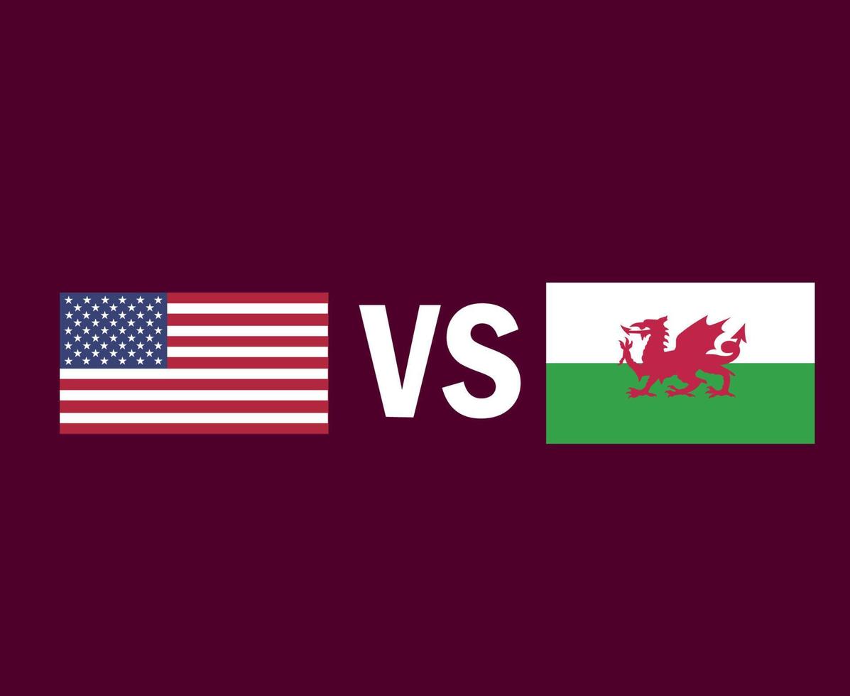 United States And Wales Flag Emblem Symbol Design Europe And North America football Final Vector European And Latin American Countries Football Teams Illustration