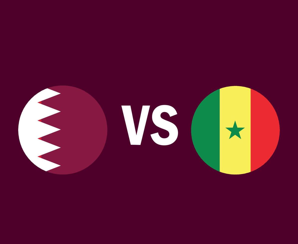 diseño de símbolo de bandera de qatar y senegal vector final de fútbol de áfrica y asia ilustración de equipos de fútbol de países africanos y asiáticos
