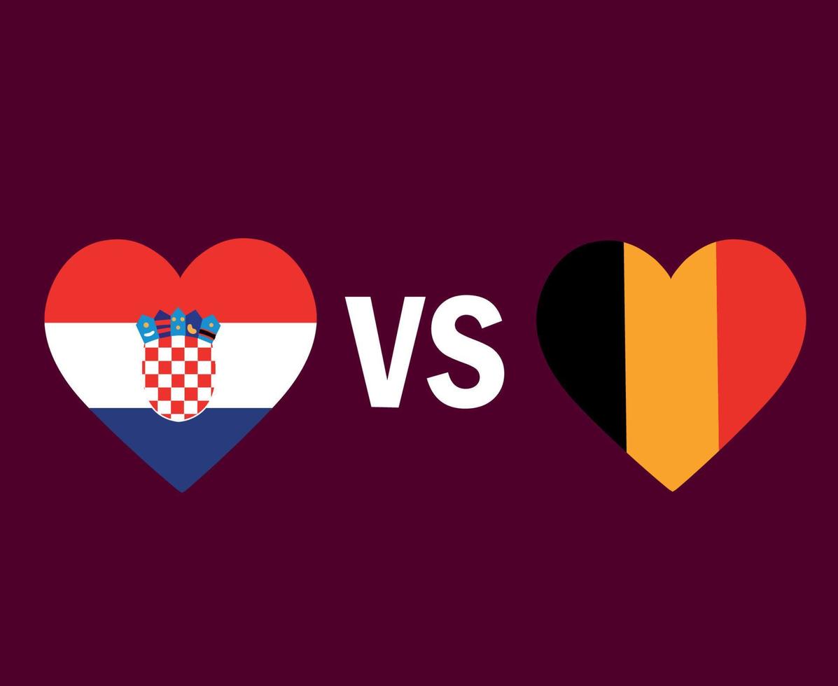 diseño de símbolo de corazón de bandera de croacia y bélgica vector final de fútbol de europa ilustración de equipos de fútbol de países europeos