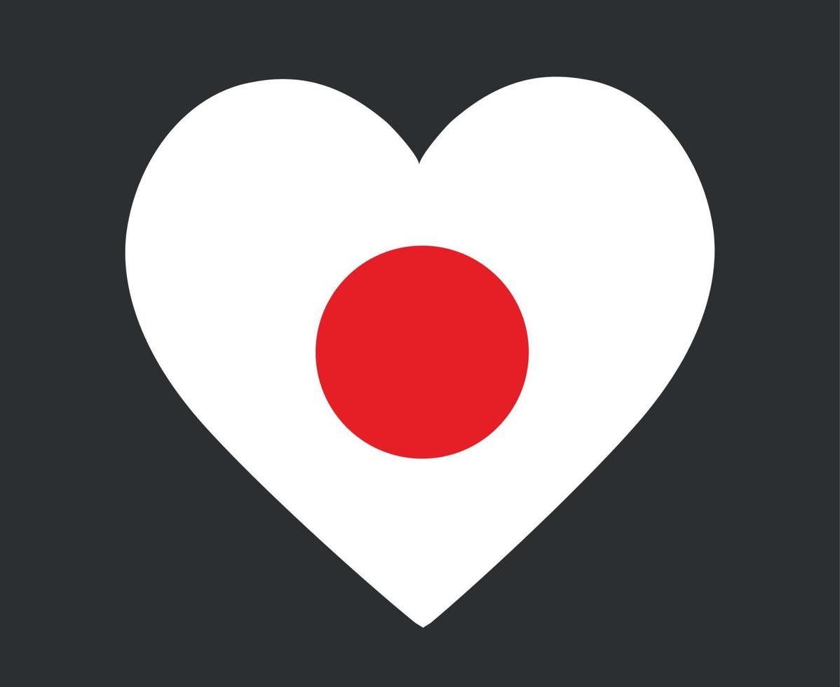 Japan Flag National Asia Emblem Heart Icon Vector Illustration Abstract Design Element