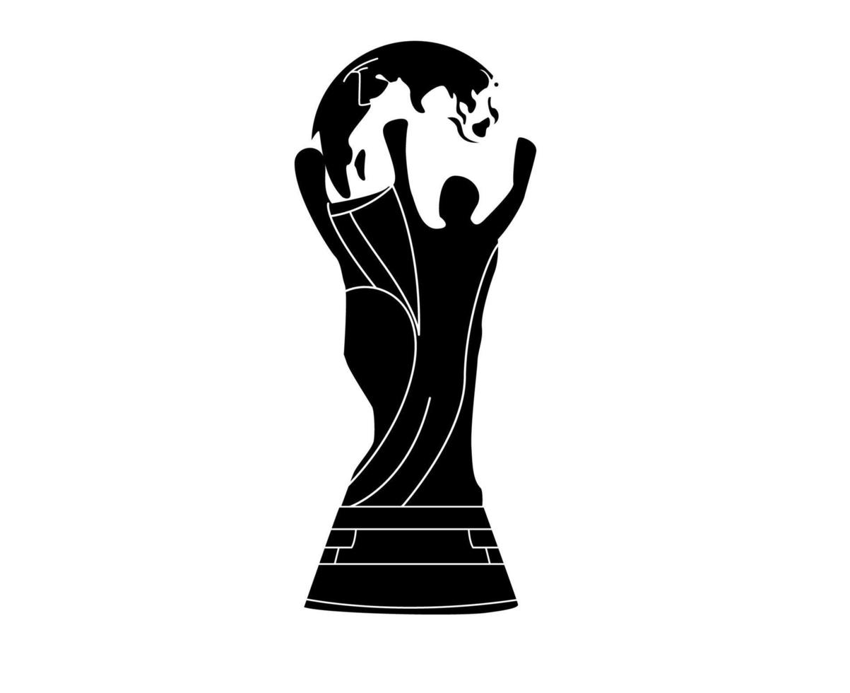 Trophy Fifa World Cup Logo Mondial Champion Symbol Design Vector Abstract Illustration Black And White