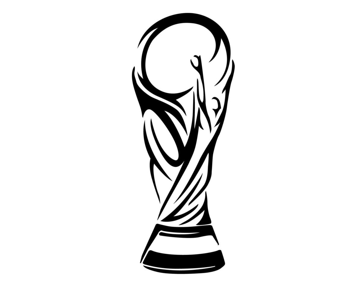 trofeo de la copa mundial de la fifa símbolo mundial campeón diseño blanco y negro vector ilustración abstracta