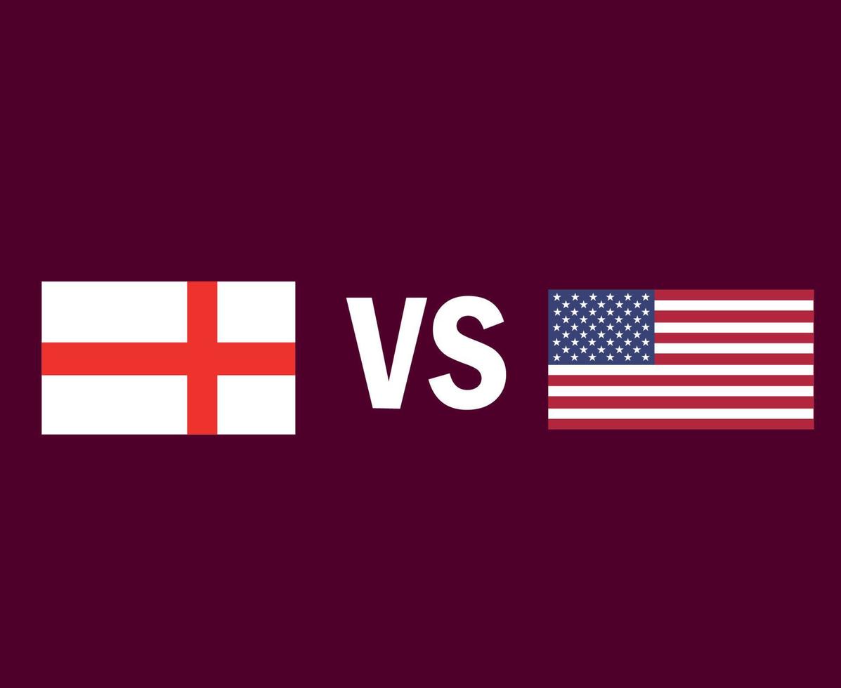 England And United States Flag Emblem Symbol Design Europe And North America football Final Vector European And North American Countries Football Teams Illustration