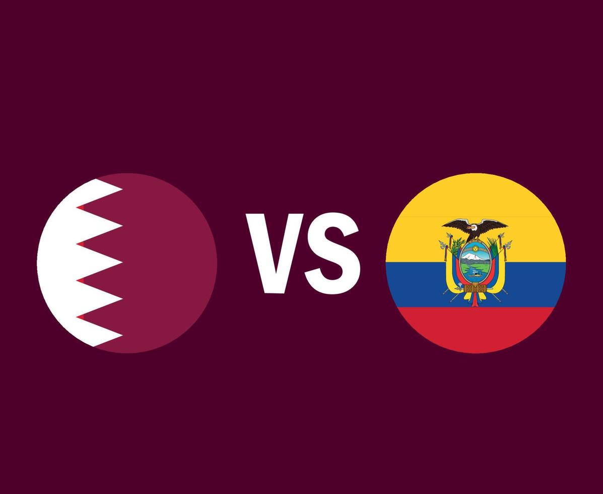 Qatar And Ecuador Flag Symbol Design Asia And Latin America football Final Vector Asian And Latin American Countries Football Teams Illustration