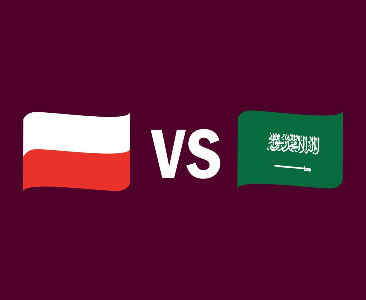Poland And Saudi Arabia Flag Ribbon Symbol Design Europe And Asia football Final Vector European And Asian Countries Football Teams Illustration