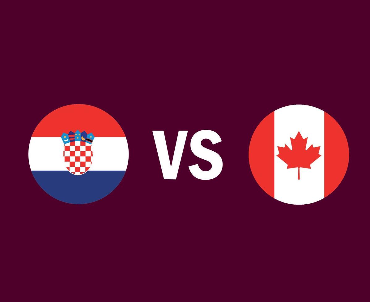 Croatia And Canada Flag Symbol Design Europe And North America football Final Vector European And North American Countries Football Teams Illustration