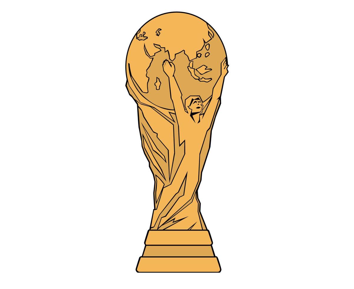 Trophy Fifa World Cup Mondial Champion Symbol Gold Design Vector Abstract Illustration