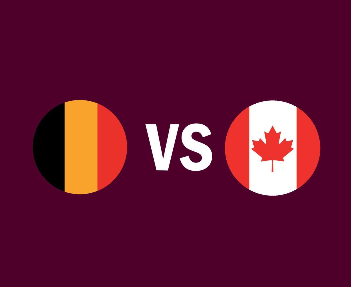 Belgium And Canada Flag Symbol Design Europe And North America football Final Vector European And North American Countries Football Teams Illustration