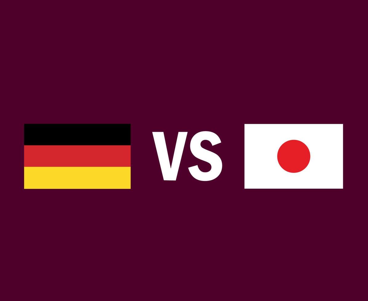 diseño de símbolo de emblema de bandera de alemania y japón vector final de fútbol de asia y europeo ilustración de equipos de fútbol de países asiáticos y europeos