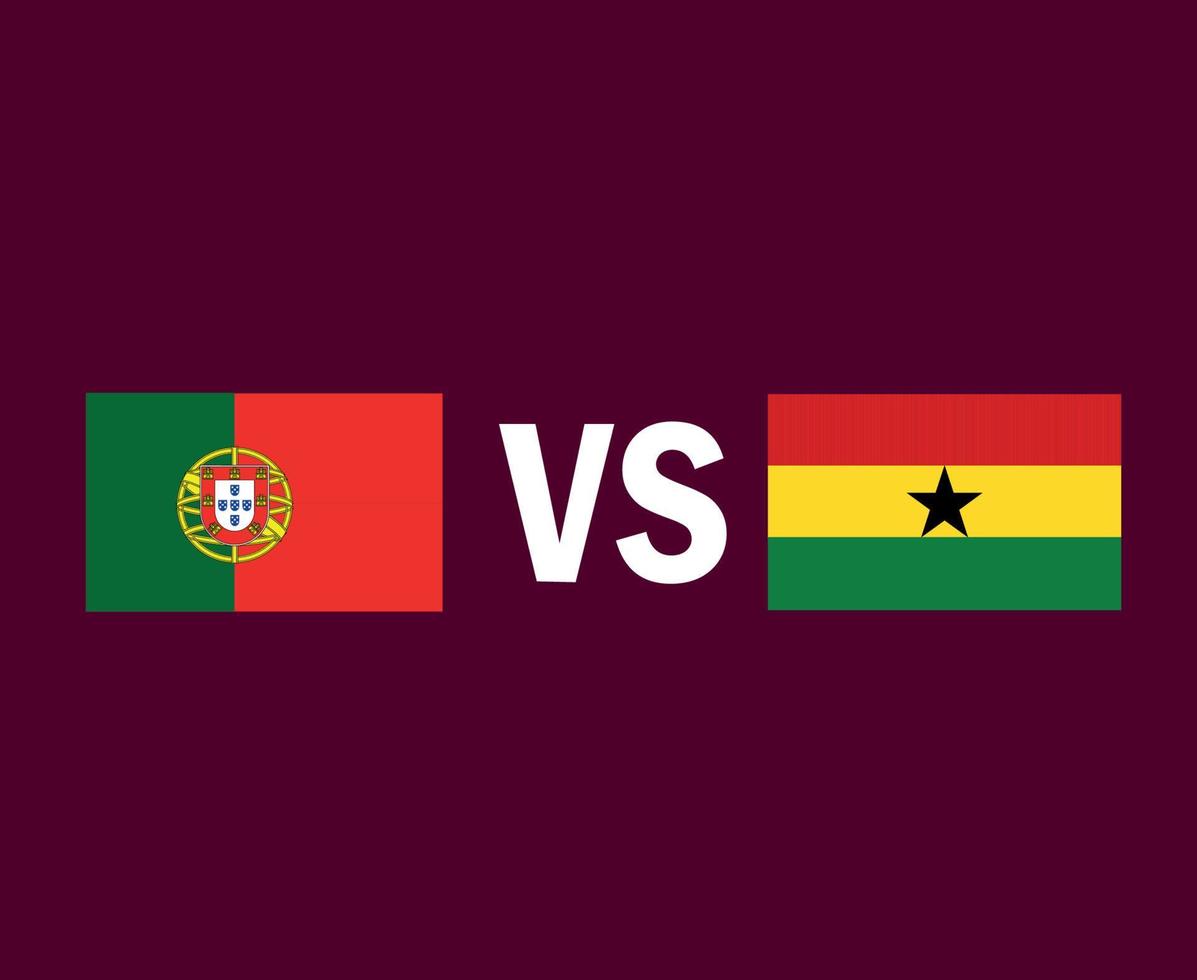 diseño de símbolo de emblema de bandera de portugal y ghana vector final de fútbol africano y europeo ilustración de equipos de fútbol de países africanos y europeos