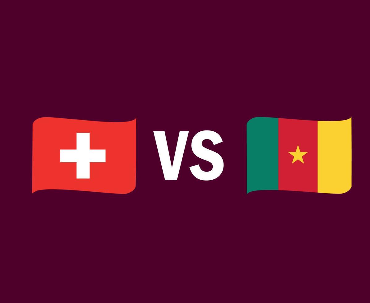 Switzerland And Cameroon Flag Ribbon Symbol Design African And European football Final Vector African And European Countries Football Teams Illustration